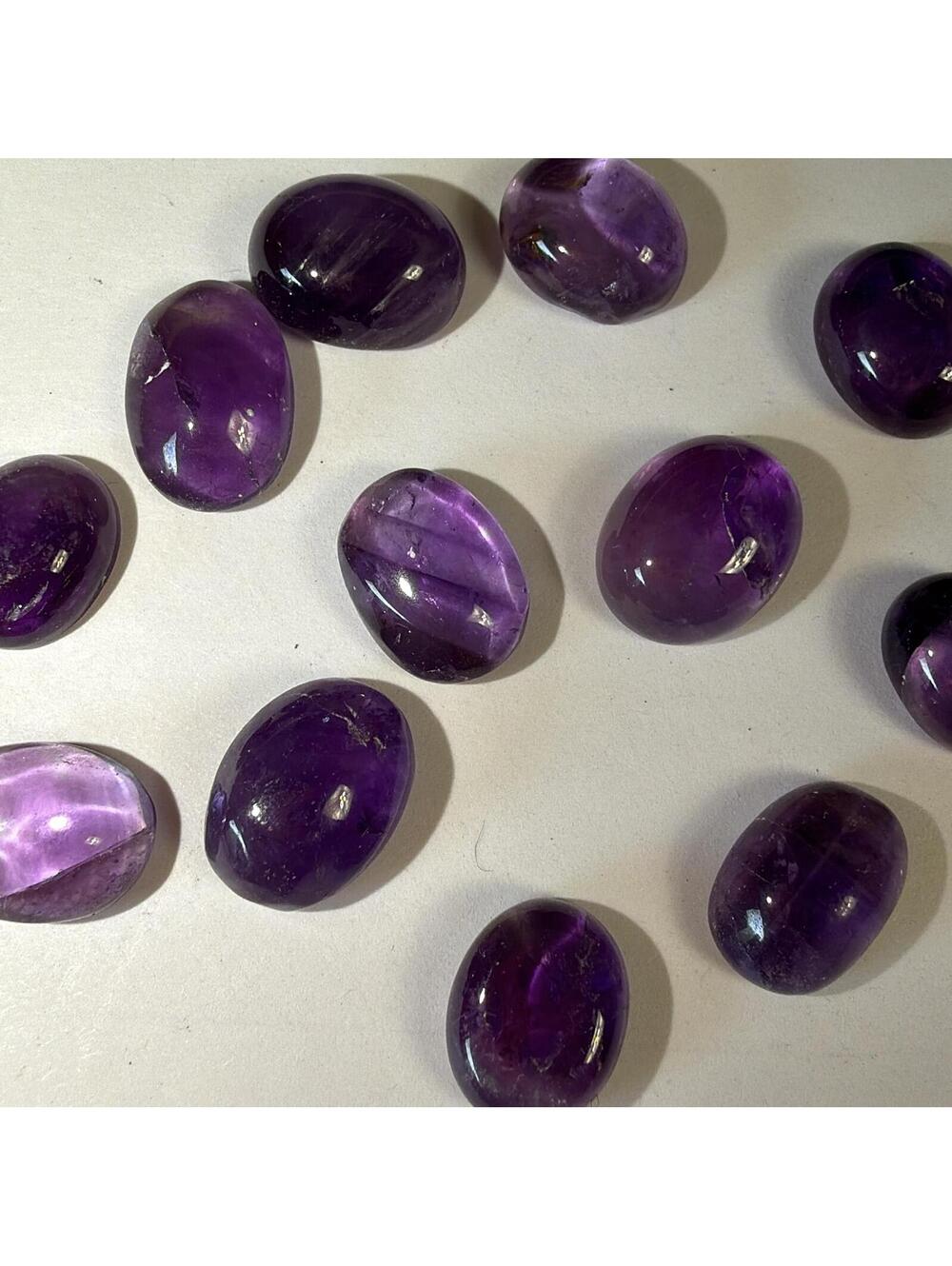 GEMS Set of 12 Polished Natural Amethyst Cabochon Shape Gemstones